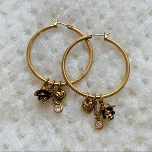 Vintage Juicy Couture Gold Hoop Earrings Charms